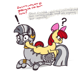 Size: 1200x1200 | Tagged: explicit, apple bloom, artist needed, blank flank, butt, dialogue, female, filly, fisting, foal, foalcon, g4, hoofing, imported from derpibooru, lesbian, mare, mare on filly, naivete of youth, plot, ponies riding ponies, ponies riding zebras, pony, ship:zecobloom, shipping, vaginal secretions, zebra, zecora