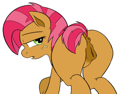 Size: 3200x2400 | Tagged: explicit, artist:vulapa, babs seed, anatomically correct, anus, butt, earth pony, estrus, female, filly, foal, foalcon, g4, imported from derpibooru, nudity, plot, ponut, pony, puckered asshole, raised tail, simple background, solo, solo female, transparent background, vulva, vulvar winking