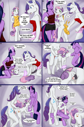 Size: 2010x3030 | Tagged: explicit, grimdark, artist:candiipup, rarity, sweetie belle, twilight sparkle, comic:rarity's troublemaker, abdominal bulge, age difference, anal, anal bleeding, anthro, assisted exposure, belle sisters, bleeding, blood, blowjob, bound, breasts, clothes, comic, creampie, crotch bulge, crying, cum, cum bucket, cum in mouth, defloration, delicious flat chest, double penetration, female, flatie belle, foalcon, futa, futa on female, futa rarity, futa twilight sparkle, g4, group sex, herm, herm on female, imported from derpibooru, incest, intersex, multiple penetration, nipples, nudity, oral, oral creampie, penetration, penis, punishment, rape, rape as punishment, sex, siblings, sisters, size difference, spitroast, sweetie rape, sweetiebuse, threesome, torn clothes, trio, twilight is a foal fiddler, unguligrade anthro, unicorn, unicorn twilight, vagina, vaginal, vaginal creampie, virgin