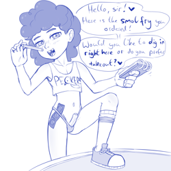 Size: 3000x3000 | Tagged: explicit, artist:crade, banned from derpibooru, erection, flirting, human, humanized, implied prostitution, imported from twibooru, li'l cheese, looking at you, male, monochrome, peckers, penis, raised leg, shotacon, solo, solo male, the last problem, underage