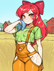 Size: 1536x2032 | Tagged: suggestive, apple bloom, ai generated, banned from derpibooru, equestria girls, female, human, imported from twibooru, lolicon, prompter:sloppy, solo, underage