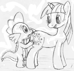 Size: 900x858 | Tagged: explicit, artist:tg-0, spike, twilight sparkle, cunnilingus, cute, cute porn, dragon, duo, female, foalcon, g4, imported from derpibooru, interspecies, male, monochrome, nudity, penis, pony, ship:twispike, shipping, sketch, straight, straight shota, twilight is a foal fiddler, unicorn, unicorn twilight, vaginal secretions