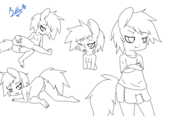 Size: 1280x853 | Tagged: explicit, artist:boltswift, rainbow dash, ambiguous facial structure, anthro, breasts, cum, delicious flat chest, female, foalcon, g4, imported from derpibooru, monochrome, nipples, nudity, vagina, younger