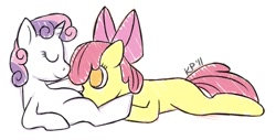 Size: 1024x519 | Tagged: explicit, apple bloom, sweetie belle, artist needed, cunnilingus, female, foalcon, g4, imported from derpibooru, lesbian