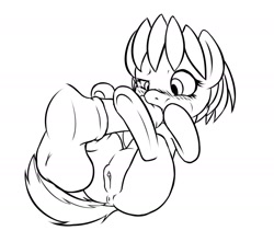 Size: 1867x1650 | Tagged: explicit, artist:vulapa, oc, oc:mimicry, anus, blowjob, butt, dock, female, filly, foal, foalcon, imported from derpibooru, male, monochrome, nudity, oc only, oral, penis, plot, sex, straight, vulva