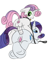 Size: 600x780 | Tagged: explicit, artist:rainbow-dosh, artist:xioade, rarity, sweetie belle, age difference, anal, anus, balls, collar, duo, duo female and futa, female, filly, filly on mare, foal, foalcon, full package futa, futa, futa filly, futa filly on mare, futa on female, futa sweetie belle, g4, herm, imported from derpibooru, incest, intersex, leash, mare, mare on filly, nudity, penis, pony, raricest, reverse foalcon, ship:raribelle, simple background, transparent background, underhoof, unicorn