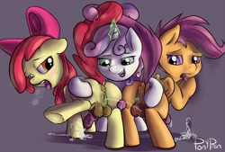 Size: 3200x2164 | Tagged: explicit, artist:ponypeon, apple bloom, scootaloo, sweetie belle, anus, balls, cmc threesome, cum, cutie mark crusaders, drool, earth pony, foalcon, futa, futa apple bloom, futa cutie mark crusaders, futa on futa, futa scootaloo, futa sweetie belle, g4, herm, imported from derpibooru, intersex, magic, nudity, pegasus, penis, pony, ship:sweetiebloomaloo, shipping, tongue out, underhoof, unicorn, vagina, vaginal secretions