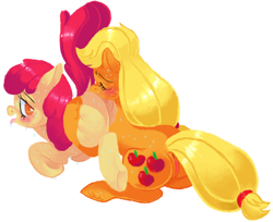 Size: 1008x823 | Tagged: explicit, artist:aeioeu, apple bloom, applejack, age difference, analingus, analingus on female, anus, applecest, blushing, butt, dock, duo, duo female, earth pony, eyes closed, female, female on female analingus, foalcon, g4, happy, imported from derpibooru, incest, lesbian, looking back, mare on filly, nudity, oral, plot, pony, sex, ship:bloomjack, shipping, simple background, smiling, tongue out, vulva, white background