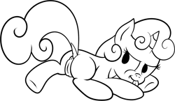 Size: 1796x1045 | Tagged: explicit, sweetie belle, anus, artist needed, female, foalcon, g4, imported from derpibooru, monochrome, nudity, solo, solo female, vagina