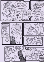 Size: 1240x1748 | Tagged: explicit, semi-grimdark, artist:anibaruthecat, rainbow dash, scootaloo, comic:cuddle clouds, abuse, aftersex, anus, blushing, butt, comic, creampie, cum, dead source, female, filly, foal, foalcon, futa, futa on female, futa rainbow dash, g4, grayscale, imminent anal, imminent rape, imminent sex, implied lesbian, implied shipping, implied twidash, imported from derpibooru, intersex, monochrome, nudity, pegasus, penis, plot, pony, rainbow dash raping scootaloo, scootabuse, size difference, vulgar, vulva