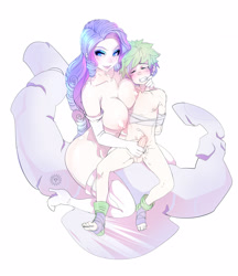 Size: 1383x1600 | Tagged: explicit, artist:maniacpaint, rarity, spike, banned from derpibooru, bondage, female, handjob, human, humanized, imported from twibooru, male, shipping, shotacon, simple background, sparity, straight, straight shota, underage, white background