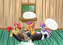 Size: 1735x1249 | Tagged: explicit, artist:lilfur, apple bloom, scootaloo, sweetie belle, oc, balls, big penis, blowjob, blushing, canon x oc, crying, cum, cum in mouth, cutie mark crusaders, deepthroat, excessive cum, foalcon, futa, futa apple bloom, futa cutie mark crusaders, futa on male, futa scootaloo, futa sweetie belle, g4, horsecock, hyper, hyper penis, imported from derpibooru, impossibly large balls, impossibly large penis, indoors, intersex, male, nudity, oral, penis, puffy cheeks, sex, size difference, taint, vein, window