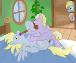 Size: 1440x1200 | Tagged: explicit, artist:jepso, age difference, anus, balls, bed, blushing, caught, colt, derpy hooves, dinky hooves, door, dopey hooves, female, female to male, filly, foal, foalcon, g4, happy sex, horsecock, imported from derpibooru, incest, male, mare, missionary position, mother and child, mother and daughter, mother and son, nudity, pegasus, penetration, penis, pony, reasonably sized genitals, rule 63, sex, ship:dinkyderp, ship:twerpyderp, straight, straight shota, twerpy hooves, unicorn, vaginal, vaginal secretions, voyeurism, wingboner