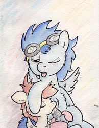 Size: 714x921 | Tagged: explicit, artist:slightlyshade, age difference, balls, big dom small sub, blowjob, blushing, clothes, colt, colt on colt, crossdressing, cum, cumming, featherweight, foal, foalcon, g4, gay, imported from derpibooru, male, maledom, malesub, nudity, oral, orgasm, pegasus, penis, pony, soarin', socks, stallion, stallion on colt, submissive, traditional art