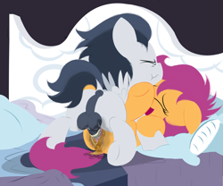 Size: 3000x2500 | Tagged: explicit, artist:dtcx97, scootaloo, ahegao, anus, balls, bed, butt, colt, colt on filly, condom, condom on penis, dripping, duo, duo male and female, eyes closed, female, female orgasm, filly, floppy ears, foal, foalcon, g4, hands free, happy, happy sex, hooves, imported from derpibooru, lying down, lying on top of someone, male, missionary position, nudity, open mouth, orgasm, pegasus, penetration, pillow, plot, pony, rumble, safe sex, sex, ship:rumbloo, shipping, simultaneous orgasm, straight, taint, tongue out, underhoof, vaginal, vaginal orgasm, vaginal secretion stain, vaginal secretions, vulva
