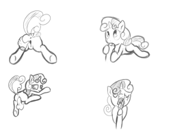 Size: 1987x1576 | Tagged: explicit, artist:mostazathy, sweetie belle, anus, balls, blowjob, cum, cumming, dock, eyes closed, facial, female, foalcon, foreskin, g4, human, human on pony action, human penis, imported from derpibooru, looking back, male, monochrome, nudity, open mouth, oral, penis, pony, presenting, raised tail, sex, spreading, straight, tongue out, vagina