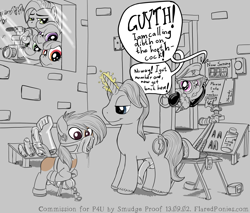 Size: 1173x1000 | Tagged: explicit, artist:smudge proof, apple bloom, babs seed, scootaloo, sweetie belle, oc, oc:thunder ring, bdsm, big floppy horse cock, black and white, bondage, cock beads, commission, cutie mark crusaders, dominatrix, dominatwist, foalcon, g4, gay, grayscale, hexadecimal, imported from derpibooru, latex, lisp, male, malesub, monochrome, nudity, penis, pipsqueak, rubber, sounding, submissive, text, twist, urethral beads, voyeurism