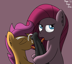 Size: 3191x2841 | Tagged: explicit, artist:regxy, pinkie pie, scootaloo, alternate version, blowjob, cum, double blowjob, earth pony, facial, female, foalcon, g4, imported from derpibooru, licking, licking cock, male, male pov, multiple blowjob, nudity, offscreen character, offscreen male, oral, pegasus, penis, pinkamena diane pie, pony, pov, sex, straight, tongue out