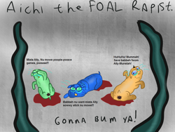 Size: 1024x768 | Tagged: grimdark, questionable, artist:roufe, aichi, anus, blood, crying, fluffy pony, fluffy pony foals, fluffy pony grimdark, foalcon, gaping, gaping anus, implied anal, implied rape, implied sex, imported from derpibooru, nudity