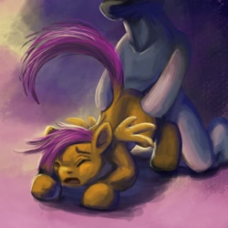 Size: 500x500 | Tagged: explicit, artist:chelicerae, scootaloo, ass up, dock, doggy style, eyes closed, face down ass up, female, foalcon, from behind, g4, hidden eyes, humping, imported from derpibooru, incorrect leg anatomy, kneeling, male, open mouth, raised tail, sex, spread wings, straight, wingboner, wings