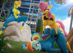 Size: 3840x2800 | Tagged: explicit, artist:hooves-art, rainbow dash, scootaloo, 2 handfuls of dat ass, 2 handfuls of dem hips, 3d, 4k, ahegao, ambiguous penetration, anthro, ass up, barefoot, big breasts, blender, breasts, busty scootaloo, busty spitfire, clothes, commission, creampie, cum, cum inside rainbow dash, cum on ass, cum on back, cum on body, dashsub, dominant, duo focus, exhibitionism, face down ass up, feet, female, femsub, fingering, futa, futa on female, futa scootaloo, futadom, g4, happy, happy sex, heart, heart eyes, high res, imported from twibooru, intersex, lesbian, lolicon, masturbation, nipples, nudity, open mouth, outdoor sex, outdoors, penetration, plantigrade anthro, scootadash, scootadom, sex, shipping, shirt, shirt lift, shorts, spitfire, submissive, tongue out, trio, underage, uniform, voyeurism, wingding eyes, wonderbolts uniform