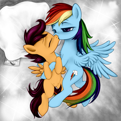 Size: 1000x1000 | Tagged: questionable, artist:php83, artist:rainbow, rainbow dash, scootaloo, age difference, crotchboobs, dead source, duo, duo female, eyes closed, female, filly, foal, foalcon, g4, imported from derpibooru, kiss on the lips, kissing, labia, lesbian, mare, mare on filly, nipples, nudity, pegasus, pony, scootalove, ship:scootadash, shipping, subtly questionable, teats, vulva