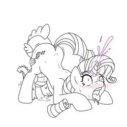 Size: 1280x1280 | Tagged: explicit, artist:poprocks, rarity, spike, age difference, ahegao, ass up, blushing, butt, cunnilingus, dragon, face down ass up, female, foalcon, g4, horn, horngasm, imported from derpibooru, magical unicorn mayonnaise, male, mare, oral, plot, pony, raised tail, sex, ship:sparity, shipping, sketch, straight, tongue out, vaginal secretions