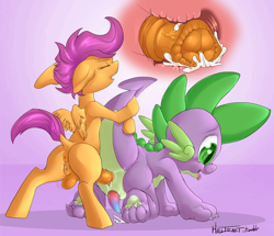 Size: 1250x1073 | Tagged: explicit, artist:hellticket, scootaloo, spike, anal, anal creampie, anal orgasm, anus, balls, creampie, cum, cum while penetrated, cumming, doggy style, dragon, dragon on pony action, foalcon, futa, futa on male, futa scootaloo, g4, hands free, happy sex, herm, imported from derpibooru, internal cumshot, intersex, interspecies, male, nudity, orgasm, orgasm cumshot, penis, pony, pony on dragon action, sex, ship:scootaspike, shipping, simultaneous orgasm, vagina, vaginal secretions, vulva, x-ray