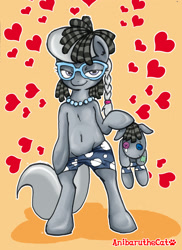 Size: 1700x2338 | Tagged: explicit, artist:anibaruthecat, silver spoon, belly button, bipedal, braid, clitoral peeking, clothes, costume, doll, female, filly, foal, foalcon, g4, glasses, heart, hoof hold, implied silvermac, imported from derpibooru, jewelry, looking at you, necklace, pearl necklace, pony, pussy peek, roleplaying, seductive, shipping, smarty pants, solo, solo female, teasing, toy, wig