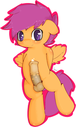 Size: 1491x2478 | Tagged: explicit, artist:bakaponi, scootaloo, foalcon, futa, futa scootaloo, g4, imported from derpibooru, intersex, nudity, pegasus, penis, pony, simple background, solo, solo futa, source needed, transparent background, useless source url