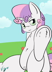 Size: 1050x1433 | Tagged: explicit, artist:vixyhooves, sweetie belle, female, foalcon, g4, hooves, imported from derpibooru, nudity, solo, solo female, underhoof, vulva