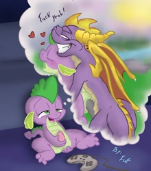 Size: 738x837 | Tagged: explicit, artist:fuf, spike, anal fingering, and then spike was gay, anus, crossover, dragon, fingering, foalcon, g4, gay, imported from derpibooru, male, masturbation, nudity, penis, ship:spikero, spyro the dragon, spyro the dragon (series), wingless spike