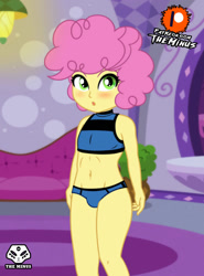 Size: 1477x2000 | Tagged: suggestive, artist:theminus, banned from derpibooru, belly button, blushing, equestria girls, equestria girls-ified, femboy, imported from twibooru, li'l cheese, male, patreon, patreon logo, shotacon, solo, the last problem, underage