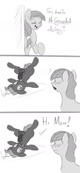Size: 800x1735 | Tagged: explicit, artist:crade, button mash, oc, oc:cream heart, autofellatio, balls, blowjob, caught, colt, comic, cute, earth pony, earth pony oc, female, foal, foalcon, funny porn, g4, genitals, horsecock, imported from derpibooru, male, mare, masturbation, monochrome, nudity, oral, penis, pony, sex