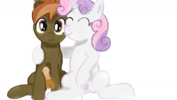 Size: 1280x720 | Tagged: explicit, artist:jbond, button mash, sweetie belle, colt, duo, earth pony, eyes closed, female, filly, foal, foalcon, g4, imported from derpibooru, male, masturbation, nudity, penis, pony, shipping, unicorn, vulva
