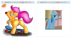 Size: 541x290 | Tagged: explicit, rainbow dash, scootaloo, exploitable meme, female, foalcon, g4, imported from derpibooru, juxtaposition, juxtaposition win, meme