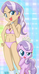 Size: 460x863 | Tagged: suggestive, artist:uotapo, diamond tiara, banned from derpibooru, belly button, bra, clothes, cropped, edit, equestria girls, female, human, human coloration, human ponidox, humanized, imported from twibooru, lolicon, panties, pony, self paradox, self ponidox, underage, underwear, underwear edit
