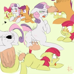 Size: 1000x1000 | Tagged: explicit, artist:crade, apple bloom, scootaloo, sweetie belle, ahegao, anus, apple bloom's bow, ass up, balls, blank flank, blowjob, blushing, bow, butt, close-up, cmc foursome, cmc threesome, colored, comic, creampie, crying, cum, cumming, cutie mark crusaders, disembodied penis, dock, drool, earth pony, face down ass up, female, filly, flat colors, floppy ears, foal, foalcon, foursome, g4, group sex, hair bow, harem, heart, horn, human, human male, human male on filly, human on pony action, human penis, imported from derpibooru, interspecies, licking, licking lips, lip bite, male, multiple blowjob, nudity, one eye closed, open mouth, oral, pegasus, penetration, penis, plot, pony, precum, raised tail, riding crop, sex, shipping, sketch, sketch dump, smiling, soft color, spanking, straight, swatting, tail, tongue out, triple blowjob, unicorn, vaginal, vaginal secretions, vulva, watching, whipping, wide eyes, wings