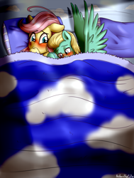 Size: 1995x2644 | Tagged: suggestive, artist:anibaruthecat, fluttershy, anthro, banned from derpibooru, bed, blushing, brother and sister, explicit source, female, imported from twibooru, incest, lolicon, male, pillow, shotacon, siblings, smiling, straight, straight shota, under the covers, underage, wings, younger, zephyr breeze