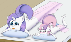 Size: 2800x1649 | Tagged: explicit, artist:riscke, rarity, sweetie belle, anthro, banned from derpibooru, female, imported from twibooru, lolicon, sex toy, underage, vibrator
