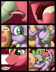 Size: 980x1268 | Tagged: explicit, artist:cobramcjingleballs, applejack, spike, comic:crazy mares, age difference, anal, analingus, analingus on male, anus, big macintosh, bisexual, bisexual male, comic, cunnilingus, dragon, dragon on pony action, earth pony, foalcon, g4, gay, group sex, imminent sex, imported from derpibooru, interspecies, licking, male, male on male analingus, nudity, oral, penetration, penis, pony, pony on dragon action, precum, semi-incest, sex, ship:applespike, ship:spikentosh, shipping, stallion, straight, threesome, vulva