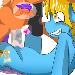 Size: 750x750 | Tagged: explicit, artist:lincolm, scootaloo, ask the master, changeling, female, foalcon, g4, hi scootaloo, imported from derpibooru, male, nudity, on back, penis, perfect pace, sex, straight, the master, vagina