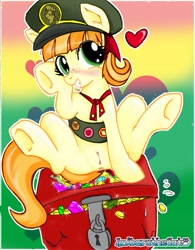 Size: 1700x2177 | Tagged: explicit, artist:anibaruthecat, bedroom eyes, blushing, clitoris, cute, cute porn, donation box, female, filly, filly guides, floppy ears, foal, foalcon, g4, gem, genitals, gold, gritted teeth, heart, hooves, imported from derpibooru, looking at you, nudity, pony, presenting, prostitution, smiling, solo, solo female, tag-a-long, thin mint, treasure, underhoof, vulva, vulvar winking