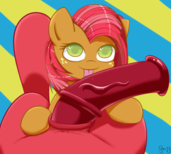 Size: 2500x2250 | Tagged: explicit, artist:steen, babs seed, applecest, big macintosh, blowjob, cock worship, earth pony, foalcon, g4, horsecock, imported from derpibooru, incest, licking, male, nudity, oral, penis, pony, sex, ship:macseed, stallion, straight, tongue out