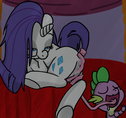 Size: 1152x1080 | Tagged: explicit, rarity, spike, age difference, analingus, anus, artist needed, butt, cum, cunnilingus, dragon, duo, duo male and female, female, foalcon, g4, imported from derpibooru, male, nudity, oral, plot, sex, ship:sparity, shipping, source needed, straight, vagina, wingless spike