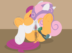 Size: 3000x2200 | Tagged: explicit, artist:dtcx97, scootaloo, sweetie belle, anus, butt, clitoris, duo, duo female, female, filly, foal, foalcon, g4, hooves, horn, imported from derpibooru, lesbian, nudity, pegasus, plot, pony, sex, sex toy, ship:scootabelle, underhoof, unicorn, vagina, vaginal secretions, vibrator, vulva, wink