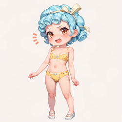 Size: 1024x1024 | Tagged: suggestive, ai content, ai generated, banned from derpibooru, belly button, bra, breasts, clothes, cozy glow, delicious flat chest, female, human, humanized, imported from twibooru, lolicon, panties, small breasts, solo, underage, underwear