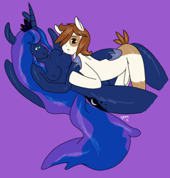 Size: 1748x1828 | Tagged: explicit, artist:daniruu, princess luna, ambiguous facial structure, anthro, blushing, breasts, female, foalcon, g4, imported from derpibooru, nipples, nudity, penis, pipsqueak, ship:lunapip, shipping, vagina