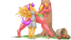 Size: 1500x846 | Tagged: explicit, artist:weasselk, scootaloo, age difference, anthro, apple, ass, banned from derpibooru, big backintosh, big breasts, big mcintosh, blushing, breasts, bucket, busty macareina, butt, clothes, colt, colt on mare, commission, earth pony, eyes closed, female, floppy ears, food, from behind, huge breasts, humping, imported from twibooru, looking back, macareina, male, mare, nipples, nudity, obscured penetration, older, pegasus, pony, rule 63, scootamac, scooteroll, sex, shipping, shotacon, size difference, softcore, spread wings, straight, straight shota, tree, underage, unguligrade anthro, wingboner, wings