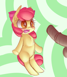 Size: 1167x1337 | Tagged: explicit, apple bloom, female, foalcon, g4, imported from derpibooru, nudity, penis, reacting to nudity, shocked, solo, solo female, twitching penis